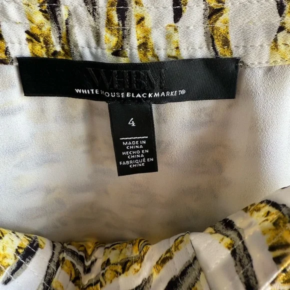 WHITE HOUSE BLACK MARKET Yellow Pleated Sleeveless Utility Dress Size 4 - Picture 6 of 13